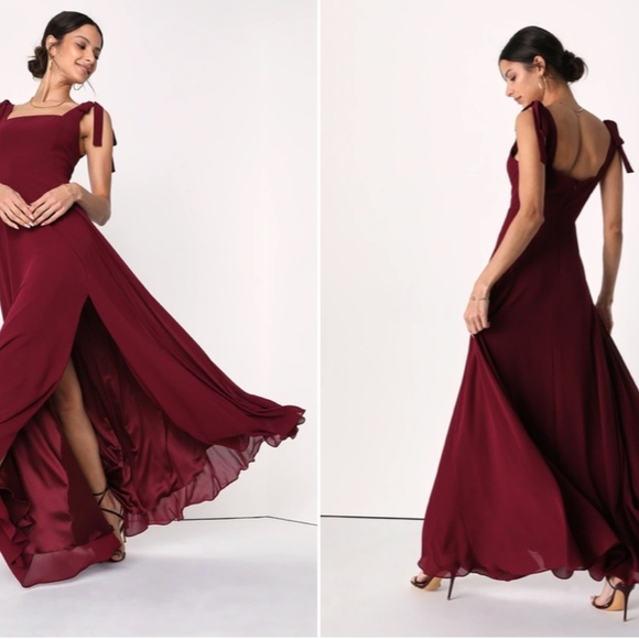 LULU's Prom Wedding Bridesmaid Flowy Romantic Sexy Chic Elegant Maxi Dress - Picture 5 of 8